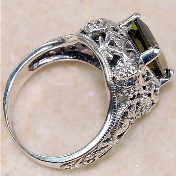 Antiqued Large Stone 925 silver ring - Picture 3 of 3